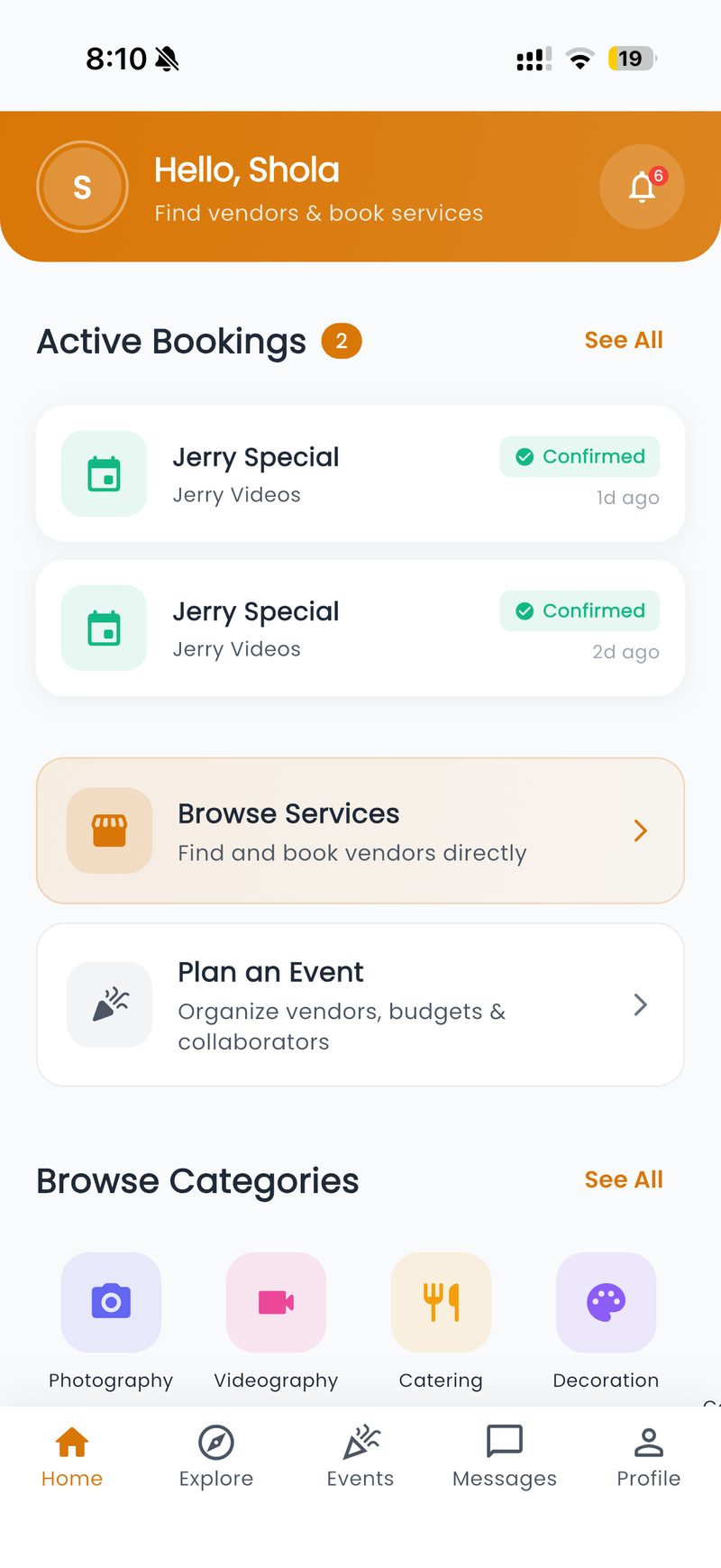 Celevend home screen